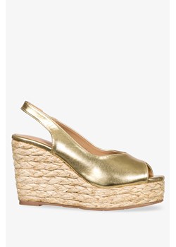 Złote sandały espadryle błyszczące na koturnie Casu ER23X9-G ze sklepu Casu.pl w kategorii Espadryle damskie - zdjęcie 169081811