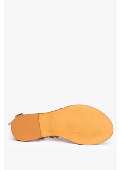 Srebrne sandały ażurowe płaskie paski na krzyż polska skóra Casu 3022-0 ze sklepu Casu.pl w kategorii Sandały damskie - zdjęcie 169082820
