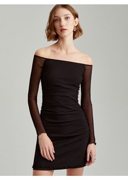Transparentna sukienka mini z marszczeniami czarna ze sklepu House w kategorii Sukienki - zdjęcie 169098012