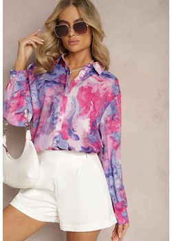 Fuksjowo-Fioletowa Koszula Ozdobiona Abstarkcyjnym Wzorem Tie-Dye Striva ze sklepu Renee odzież w kategorii Koszule damskie - zdjęcie 169101802