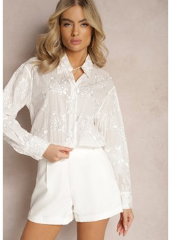 Biała Koszula z Bawełny Ozdobiona Haftem Zivan ze sklepu Renee odzież w kategorii Koszule damskie - zdjęcie 169101832