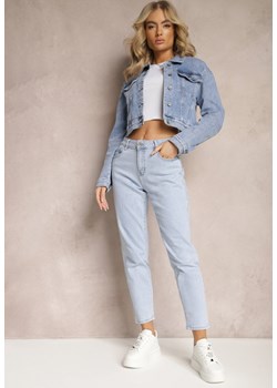 Jasnoniebieskie Jeansy z Bawełny o Fasonie Mom Jeans Naola ze sklepu Renee odzież w kategorii Jeansy damskie - zdjęcie 169101932