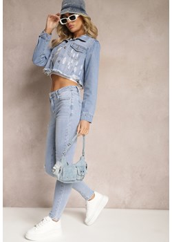 Jasnoniebieskie Jeansy z Elastycznego Denimu Ozdobione Przetarciami Dapia ze sklepu Renee odzież w kategorii Jeansy damskie - zdjęcie 169101942