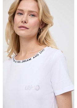 Liu Jo t-shirt bawełniany damski kolor biały ze sklepu ANSWEAR.com w kategorii Bluzki damskie - zdjęcie 169106352