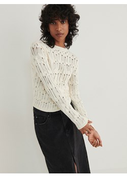 Reserved - Ażurowy sweter - kremowy ze sklepu Reserved w kategorii Swetry damskie - zdjęcie 169106694