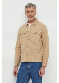 Pepe Jeans koszula LELE męska kolor beżowy regular PM308272 ze sklepu ANSWEAR.com w kategorii Koszule męskie - zdjęcie 169112630