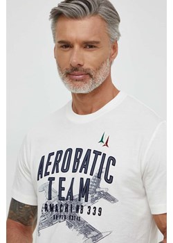 Aeronautica Militare t-shirt bawełniany męski kolor beżowy z nadrukiem TS2219J641 ze sklepu ANSWEAR.com w kategorii T-shirty męskie - zdjęcie 169112984