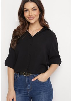 Czarna Klasyczna Koszula z Bawełny i Wiskozy Yelvira ze sklepu Born2be Odzież w kategorii Koszule damskie - zdjęcie 169138032