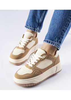 Beżowo-białe sneakersy na platformie Pomona ze sklepu gemre w kategorii Buty sportowe damskie - zdjęcie 169163313