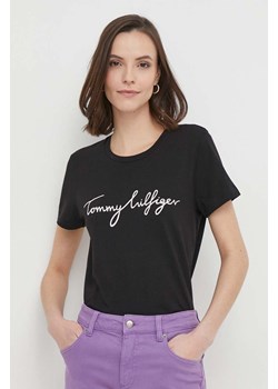 Tommy Hilfiger t-shirt bawełniany kolor czarny ze sklepu ANSWEAR.com w kategorii Bluzki damskie - zdjęcie 169163752