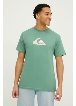 Quiksilver t-shirt bawełniany męski kolor zielony z nadrukiem ze sklepu ANSWEAR.com w kategorii T-shirty męskie - zdjęcie 169164310