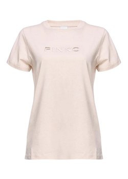 t-shirt damski pinko 101752 a1nw beżowy ze sklepu Royal Shop w kategorii Bluzki damskie - zdjęcie 169164621
