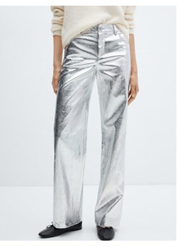 Mango Spodnie skórzane Silver2 67091505 Srebrny Wide Leg ze sklepu MODIVO w kategorii Spodnie damskie - zdjęcie 169181381