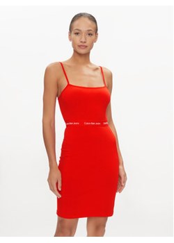 Calvin Klein Jeans Sukienka letnia Logo J20J219644 Czerwony Slim Fit ze sklepu MODIVO w kategorii Sukienki - zdjęcie 169185974