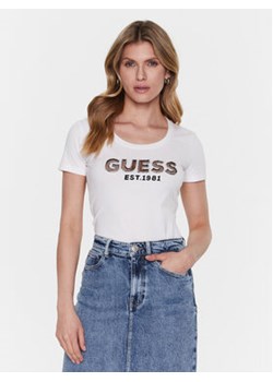 Guess T-Shirt Mesh Logo W3GI35 J1300 Biały Slim Fit ze sklepu MODIVO w kategorii Bluzki damskie - zdjęcie 169190381