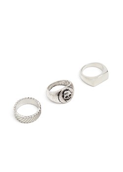 Cropp - 3 pack męskich pierścionków - srebrny ze sklepu Cropp w kategorii Naszyjniki męskie - zdjęcie 169197263