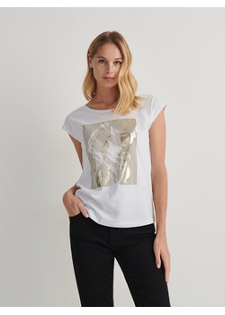 Reserved - Bawełniany t-shirt - biały ze sklepu Reserved w kategorii Bluzki damskie - zdjęcie 169198203