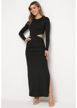 Czarna Sukienka Maxi o Dopasowanym Fasonie z Wycięciem w Talii Celinda ze sklepu Born2be Odzież w kategorii Sukienki - zdjęcie 169199924