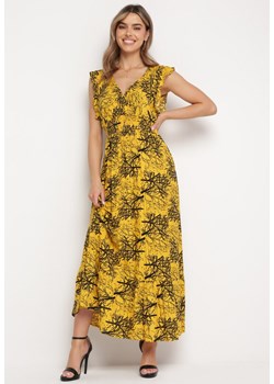 Żółta Maxi Sukienka Rozkloszowana z Wiskozy z Kopertową Górą Wiracia ze sklepu Born2be Odzież w kategorii Sukienki - zdjęcie 169200034