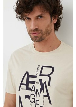 Armani Exchange t-shirt bawełniany męski kolor beżowy z nadrukiem 3DZTAA ZJA5Z ze sklepu ANSWEAR.com w kategorii T-shirty męskie - zdjęcie 169200281