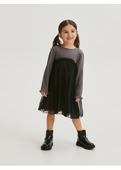 Reserved - Sukienka z tiulowym dołem - ciemnoszary ze sklepu Reserved w kategorii Sukienki niemowlęce - zdjęcie 169201330