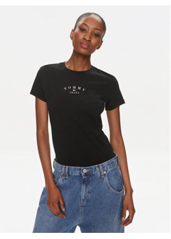 Tommy Jeans T-Shirt Essential Logo DW0DW18140 Czarny Slim Fit ze sklepu MODIVO w kategorii Bluzki damskie - zdjęcie 169204081