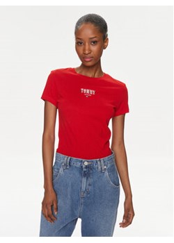 Tommy Jeans T-Shirt Essential DW0DW17839 Czerwony Slim Fit ze sklepu MODIVO w kategorii Bluzki damskie - zdjęcie 169204570