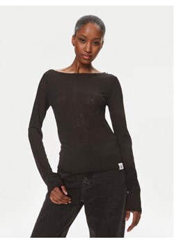 Calvin Klein Jeans Bluzka Sheer J20J223114 Czarny Regular Fit ze sklepu MODIVO w kategorii Bluzki damskie - zdjęcie 169205122