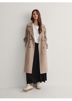 Reserved - Płaszcz z pikowanym kapturem - beżowy ze sklepu Reserved w kategorii Płaszcze damskie - zdjęcie 169212834