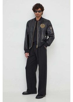 Versace Jeans Couture kurtka skórzana męska kolor czarny przejściowa 76GAVP06 CPPS3 ze sklepu ANSWEAR.com w kategorii Kurtki męskie - zdjęcie 169213541