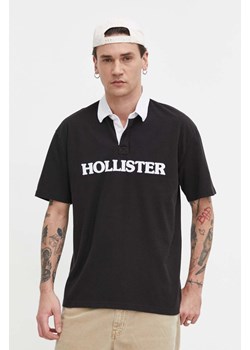 Hollister Co. polo bawełniane kolor czarny z aplikacją ze sklepu ANSWEAR.com w kategorii T-shirty męskie - zdjęcie 169213874