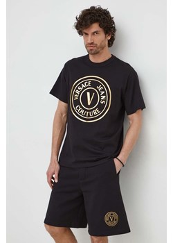 Versace Jeans Couture t-shirt bawełniany męski kolor czarny z nadrukiem 76GAHT04 CJ00T ze sklepu ANSWEAR.com w kategorii T-shirty męskie - zdjęcie 169214020