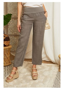 Lin Passion Lniane spodnie w kolorze szarobrązowym ze sklepu Limango Polska w kategorii Spodnie damskie - zdjęcie 169218704