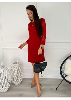 Czerwona Sukienka z Ozdobnym Rękawem ze sklepu ModnaKiecka.pl w kategorii Sukienki - zdjęcie 169220793