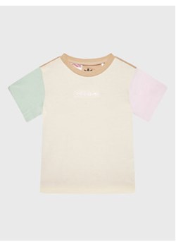 adidas T-Shirt Colorblock HK9812 Beżowy Regular Fit ze sklepu MODIVO w kategorii Koszulki niemowlęce - zdjęcie 169230333