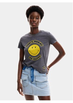 Desigual T-Shirt More SMILEY 24SWTKAL Szary Slim Fit ze sklepu MODIVO w kategorii Bluzki damskie - zdjęcie 169231502