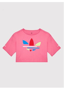 adidas T-Shirt Crop Top adicolor H32350 Różowy Loose Fit ze sklepu MODIVO w kategorii Bluzki dziewczęce - zdjęcie 169232482