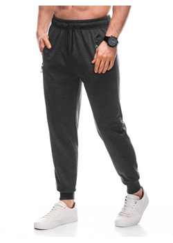 Spodnie męskie dresowe 1445P - grafitowe ze sklepu Edoti w kategorii Spodnie męskie - zdjęcie 169238021