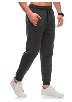 Spodnie męskie dresowe 1459P - grafitowe ze sklepu Edoti w kategorii Spodnie męskie - zdjęcie 169238052