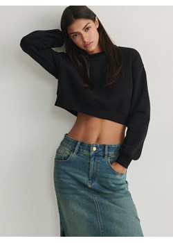 Reserved - Krótka bluza z bawełną - czarny ze sklepu Reserved w kategorii Bluzy damskie - zdjęcie 169238354