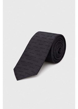 HUGO krawat jedwabny kolor czarny 50494277 ze sklepu ANSWEAR.com w kategorii Krawaty - zdjęcie 169238703