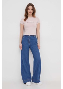 Calvin Klein Jeans top damski kolor różowy ze sklepu ANSWEAR.com w kategorii Bluzki damskie - zdjęcie 169239000