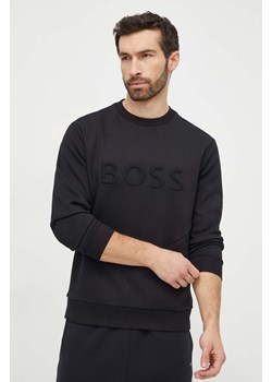 Boss Green bluza męska kolor czarny z aplikacją 50510350 ze sklepu ANSWEAR.com w kategorii Bluzy męskie - zdjęcie 169242722