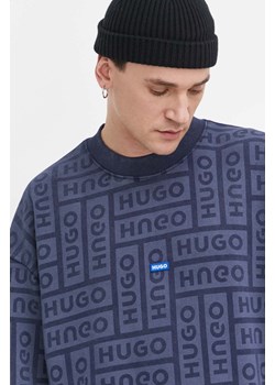 Hugo Blue bluza bawełniana męska kolor granatowy wzorzysta 50510545 ze sklepu ANSWEAR.com w kategorii Bluzy męskie - zdjęcie 169242733