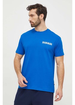 Napapijri t-shirt bawełniany męski kolor niebieski z nadrukiem ze sklepu ANSWEAR.com w kategorii T-shirty męskie - zdjęcie 169243652