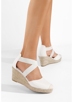 Białe sandały na koturnie Rosaria ze sklepu Zapatos w kategorii Espadryle damskie - zdjęcie 169243812
