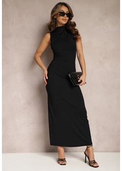 Czarna Marszczona Sukienka Maxi  o Dopasowanym Kroju Seriethil ze sklepu Renee odzież w kategorii Sukienki - zdjęcie 169245110