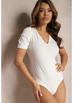 Białe Body z Dekoltem w V i Krótkim Rękawem Aslvine ze sklepu Renee odzież w kategorii Bluzki damskie - zdjęcie 169245181