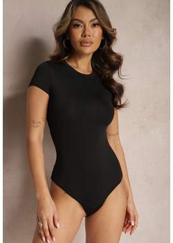 Czarne Casualowe Body Dopasowane z Krótkim Rękawem Asintera ze sklepu Renee odzież w kategorii Bluzki damskie - zdjęcie 169245300