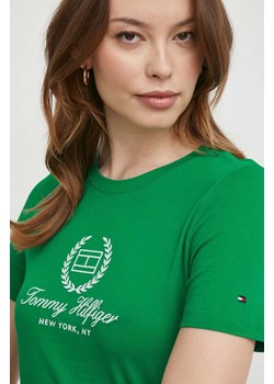 Tommy Hilfiger t-shirt bawełniany damski kolor zielony WW0WW41761 ze sklepu ANSWEAR.com w kategorii Bluzki damskie - zdjęcie 169253764